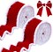 2 Rolls Christmas Velvet Ribbons Decorative Ribbons Rolls Craft DIY Ribbon Fabric Cloth Ribbon Wire Edge Ribbons for Craft Christmas Holiday Decoration (Red, 2.5 Inch x 12 Yard)